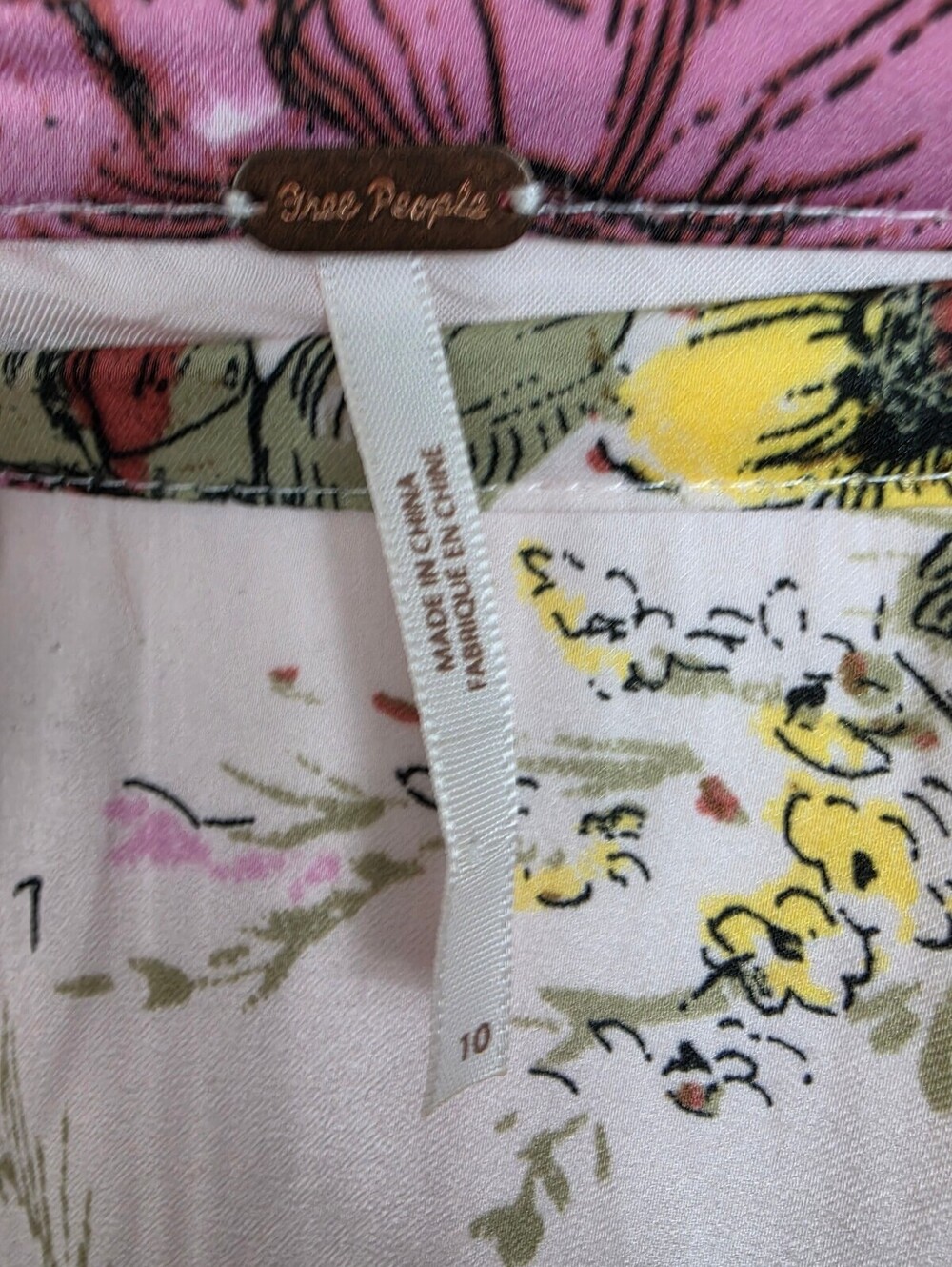 Free People Floral Patchwork Maxi Skirt Size 10 - Picture 3 of 4